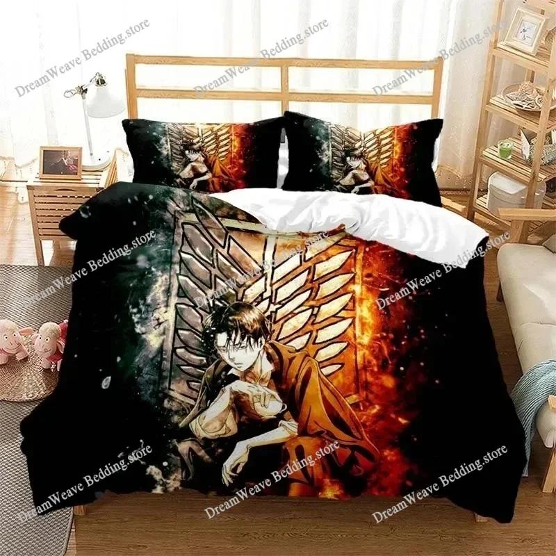 A-Attack O-On T-Titans Duvet Cover Anime Cartoon Bedding Set Boys Girls Bedroom Decoration Kids Gift Single Double Size Luxury Gift