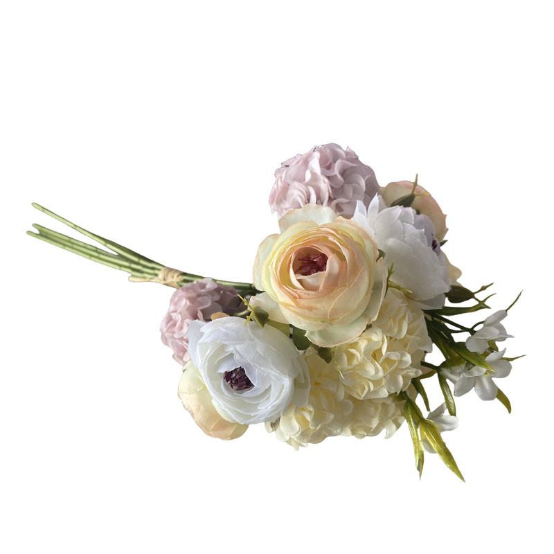 Gemischt mit bestickter Kugel Teeblumenkombination Gefälschter Blumenstrauß Heimdekoration Blumenarrangement Passende Materialien Hochzeit Pfingstrose Künstliche Blume