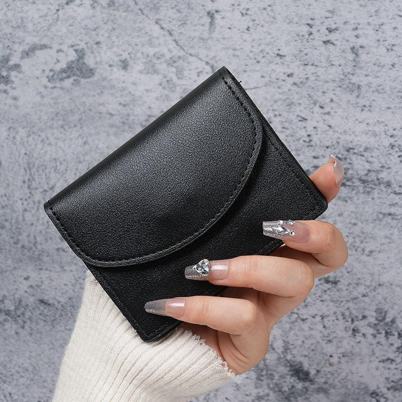 Korean Ins Style Short Small Card Holder  Portable  Compact  Solid Color  Simple Girl  New Pu Leather Id Coin Purse