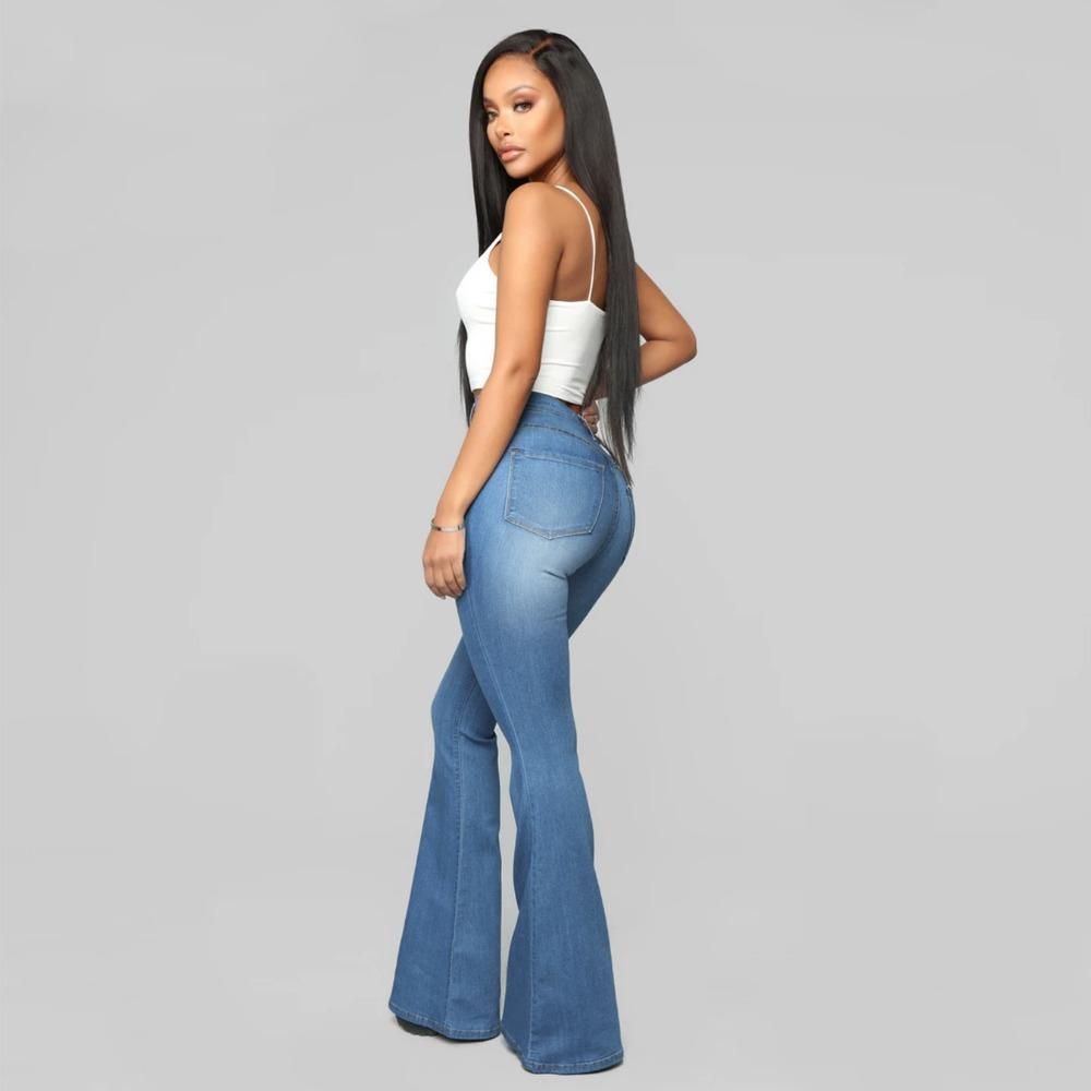 Dżinsy Damskie z Wysokim Stanem Elastyczne Wyszczuplające Spodnie Podkowy