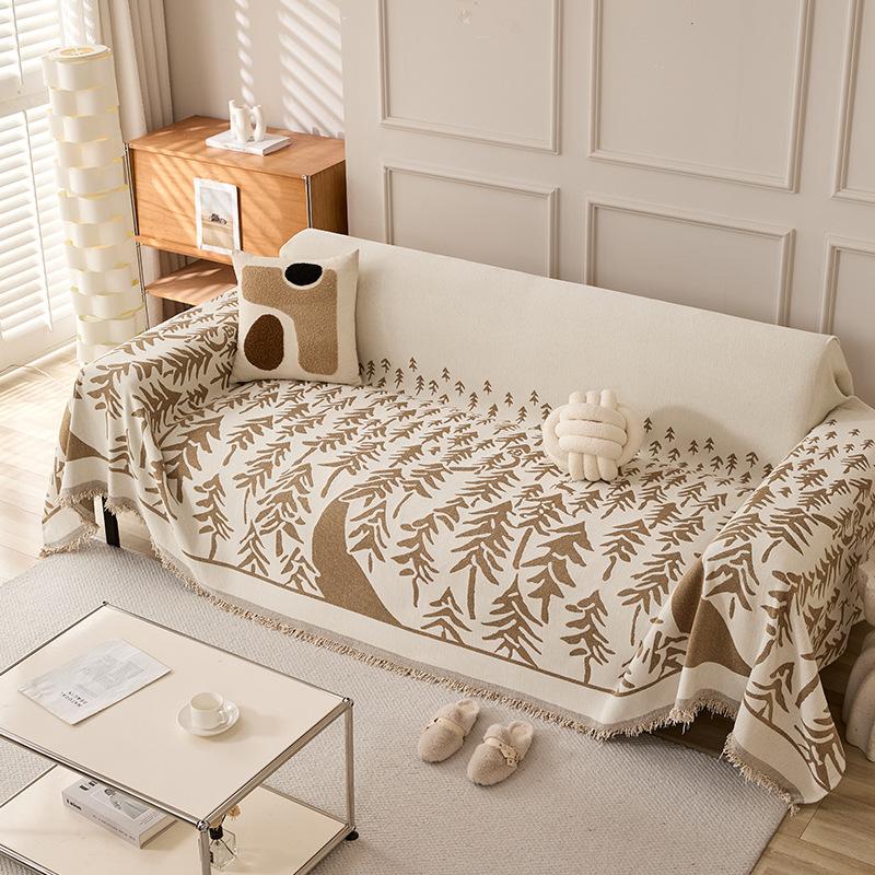 Chenille All Season Sofa Cover Cartoon Plant Modern Simple Sofa Throw Blanket