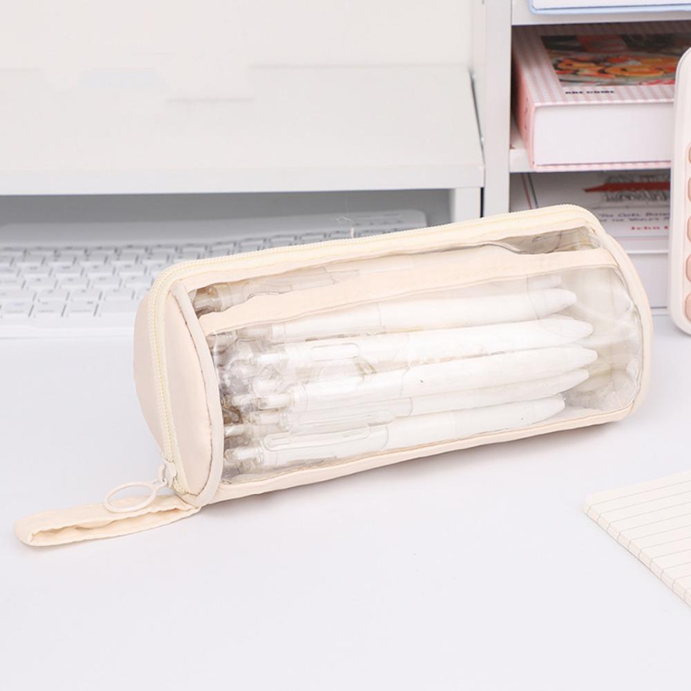 Standing Large Capacity Pencil Bag PVC Zipper Pencil Case Transparent Pencil Case  Student Learning