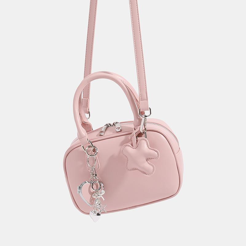 Japanese Design Bowling Bag for Women Cute Autumn and Winter New Retro Handbag Bag One Shoulder Crossbody Boston Bag