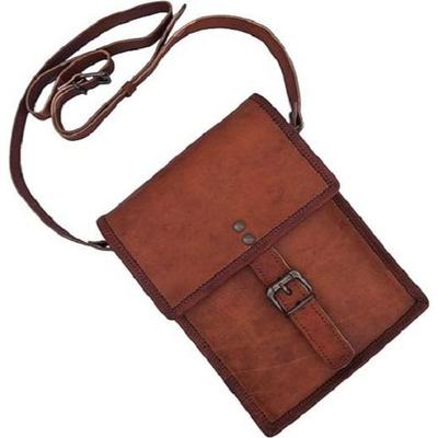 Leder-Umhängetasche für Teenager, Jungen und Mädchen, Umhängetasche, Messenger-Tasche, 9 Zoll Mini, Braun