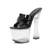 Fashion 18cm Crystal Mule High Heels Waterproof Platform Thick Sole Slip-Resistant Nightclub Pole Dance Catwalk Model Women's Shoes