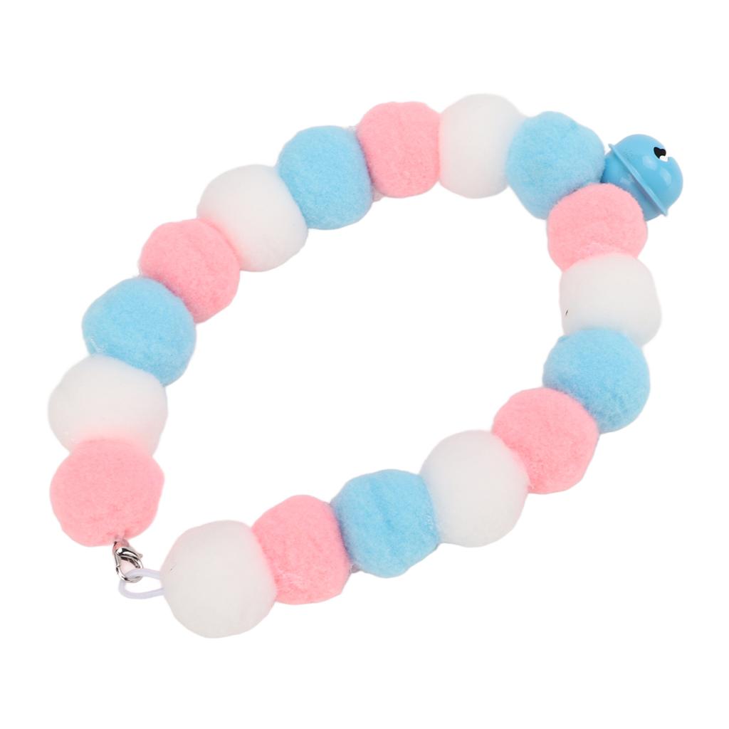 Pet Collar Soft Lightweight Plush Balls Cute Dog Cat Collar with Bell for Party DailyBlue 29cm
