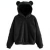 Pullover autunno inverno donna manica lunga coniglio taglie forti felpa con cappuccio in lana orecchio felpa calda con cappuccio
