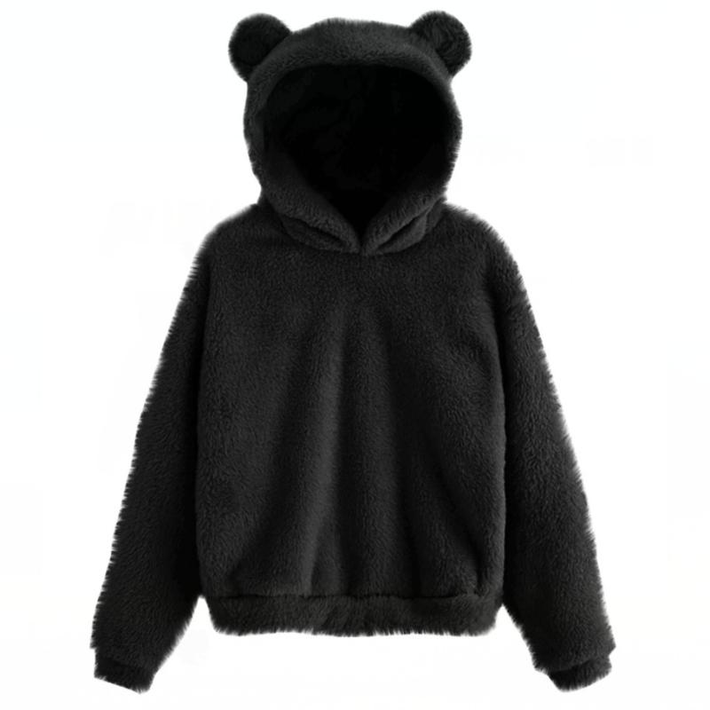 Pullover autunno inverno donna manica lunga coniglio taglie forti felpa con cappuccio in lana orecchio felpa calda con cappuccio