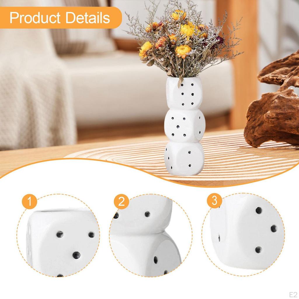 Ceramic Dice Vase Decor Flower for Cafe Office Balcony Entryway