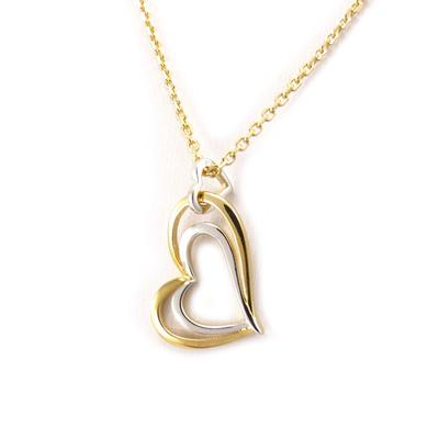 [K4591] - 2-tone 'Love' Gold Plated Necklace - 25x22 Mm