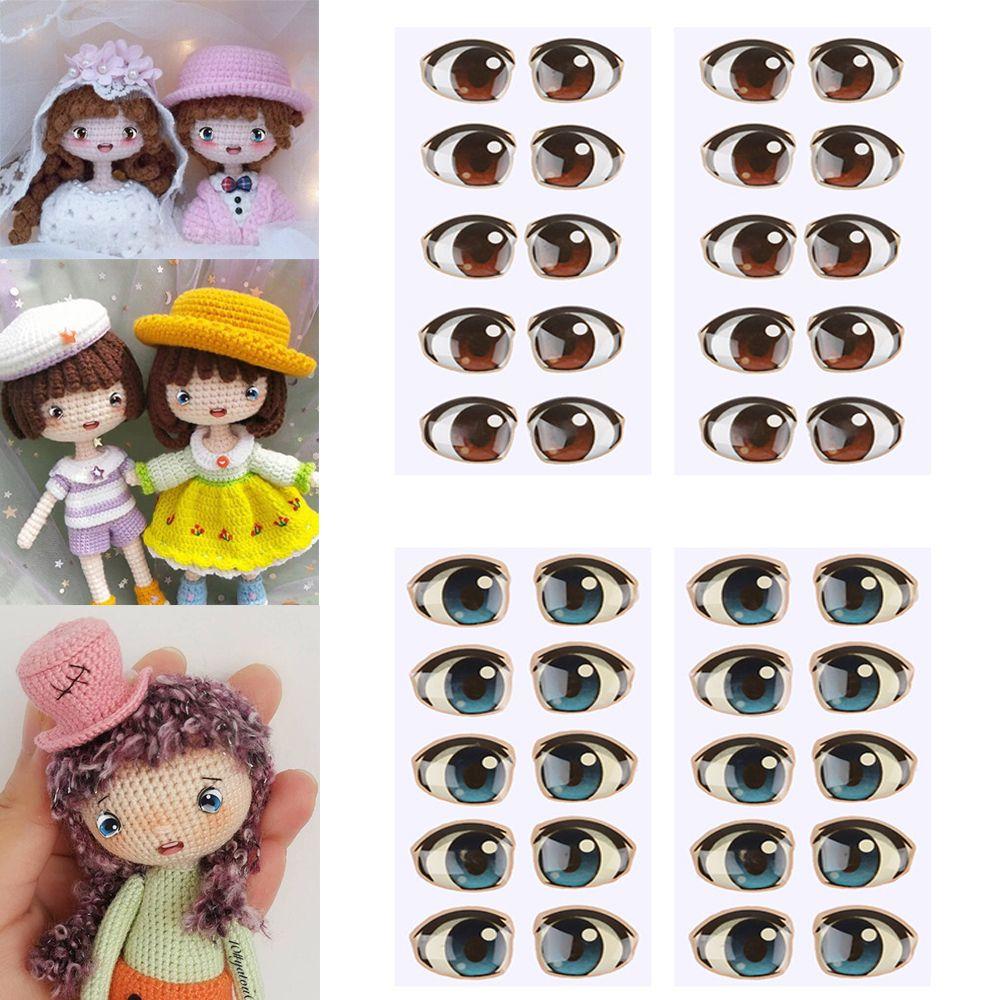 10 Pai Boy/Girl Glass Crystal Decals Anime Figurine Doll Face Organ Paster Eye Chips Paper Cartoon Eyes Stickers