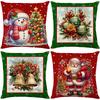 New Christmas Printed Pillow Cover Santa Claus Home Imitation Linen Sofa Decoration Cushion Pillow Cover
