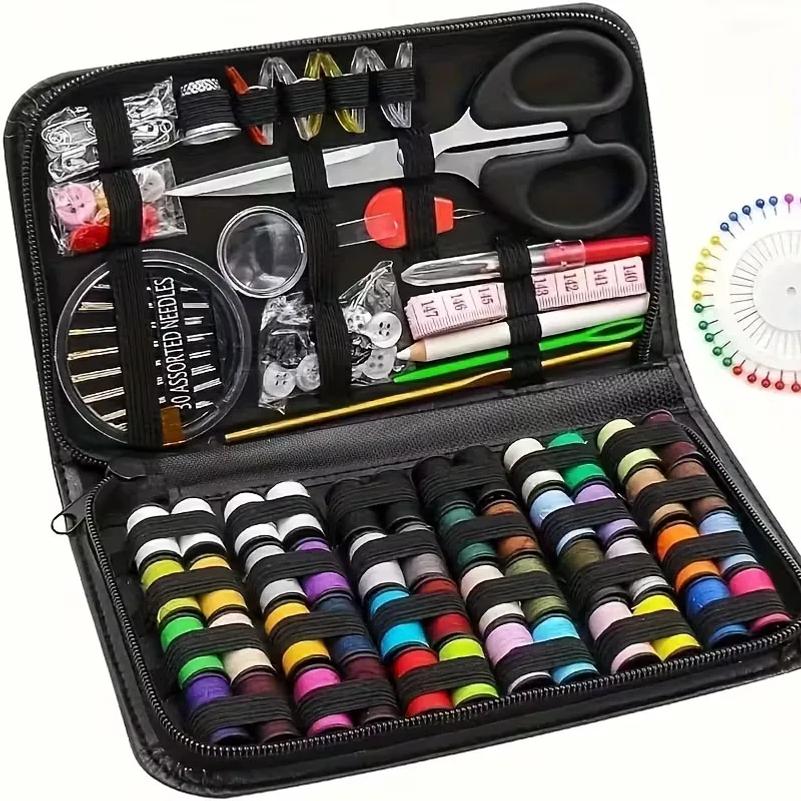172/128/67/27pcs/set Sewing Kit with Threads Needles Scissors Tape Measure Buttons Storage Bag Portable Travel Sewing Box Tools