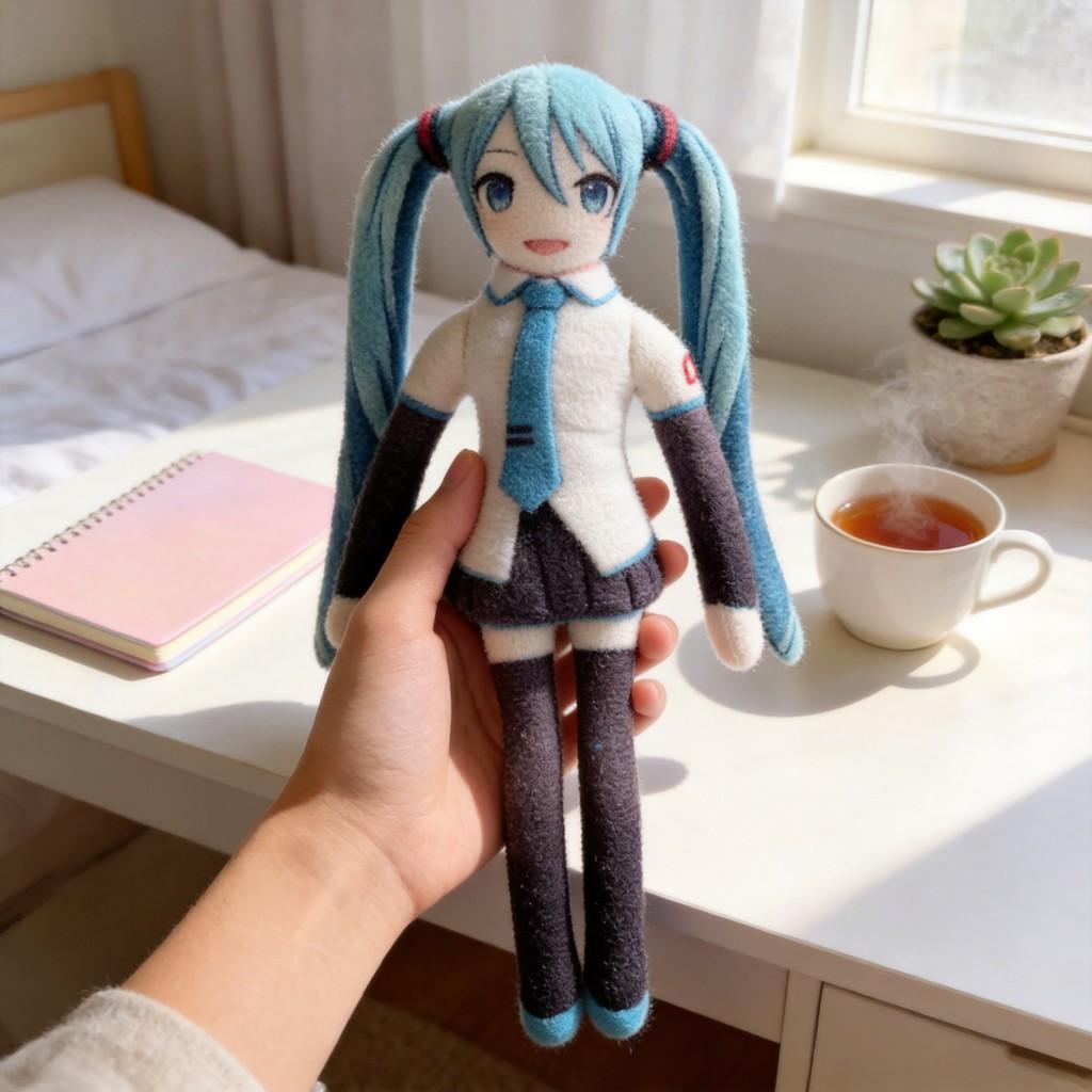 Hatsune Miku Plush Toy With Wire Frame For Collectors And Creative Displays