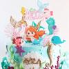 Little Mermaid Happy Birthday Cake Topper Mermaid Party Cupcake Toppers Girl Baby Shower Kids Birthday Party Wedding Decoration