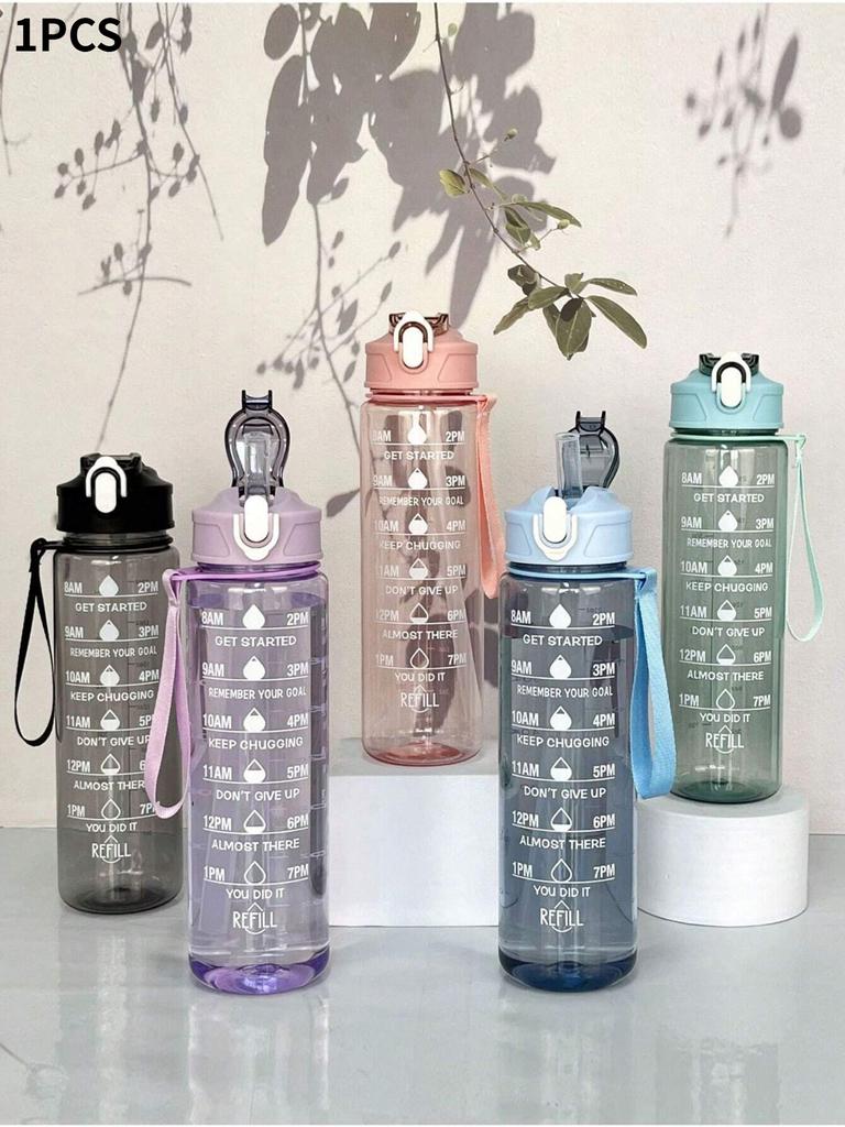 1 Stück hochwertiger, großer Plastikbecher, tragbarer Trinkbecher für Sommer, Studenten, Sport, Fitness, Strohhalm-Wasserflasche, lässiger Stil