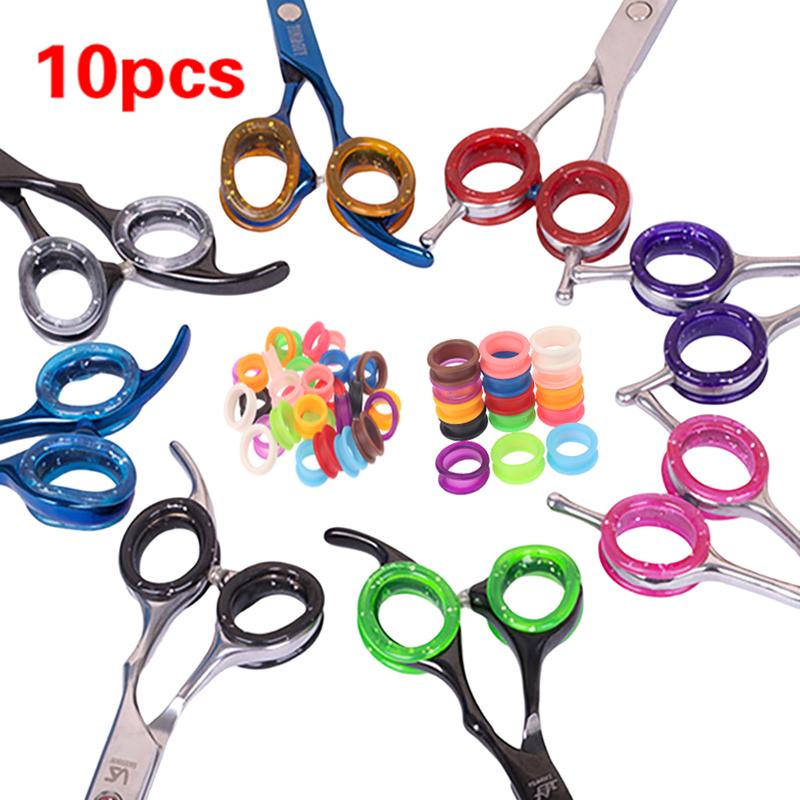 10Pc Barber Hair Shears Grooming Scissor Protector Cutting Curved Thinning Shears Finger Ring Grip Inserts Ring For Salon Barber