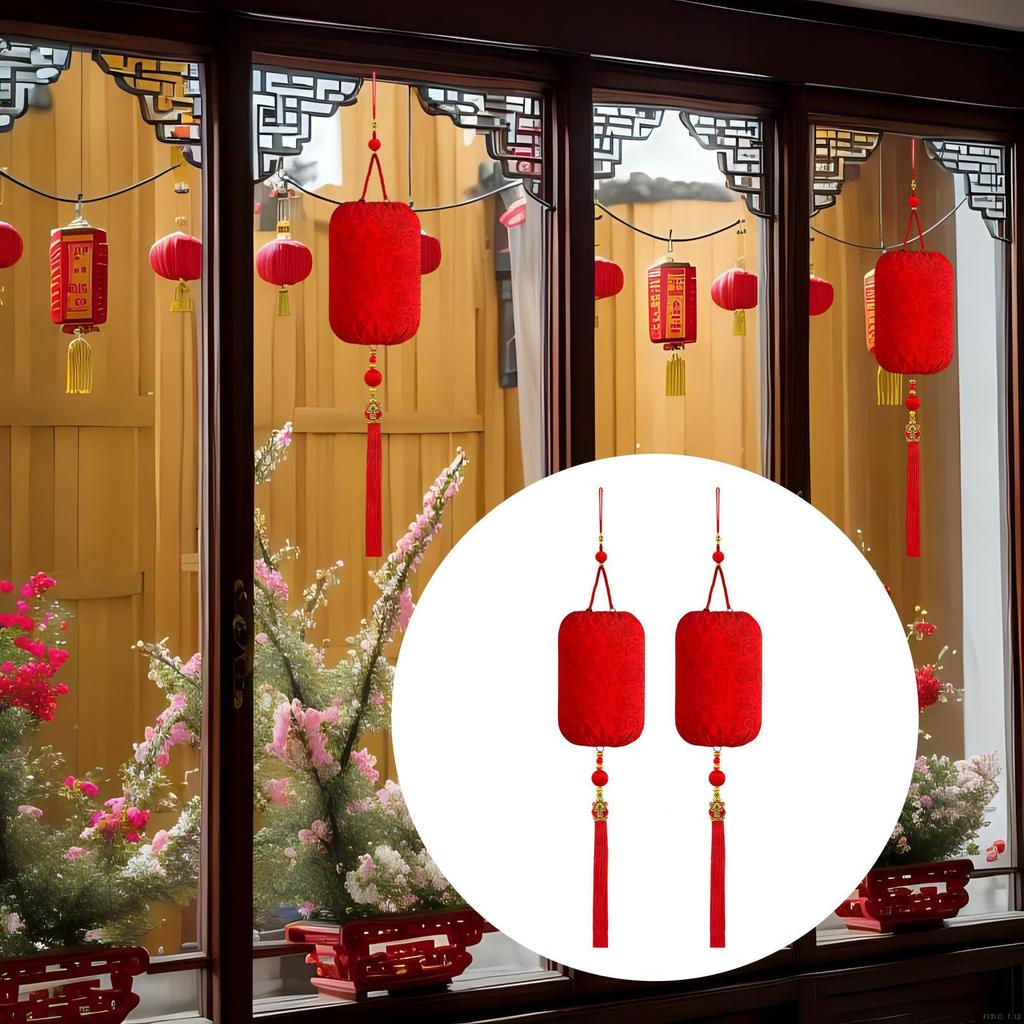 2 Stück Chinesisches Neujahr Laternen Dekorationen Hängende Ornamente Büro Partyzubehör Frühlingsfest