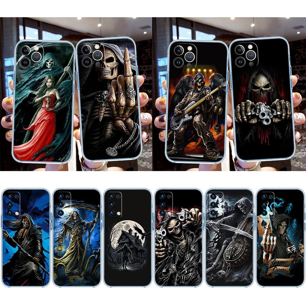Grim Reaper Skull Transparent Phone Case for Samsung Galaxy A04 A04S A14 A23 A34 A54 M23 M33 M52 M53