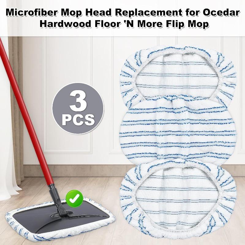 Mop Heads Replacements for Ocedar Hardwood Floor 'N More Microfiber Mop, 3 Pack Mop Refills for O-Cedar Hardwood Floor 'N More Microfiber Mop, 15 X 8