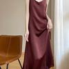 Light Luxury High-end Style Printed Satin Suspender Dress Women's New Temperament New Chinese Acetic Acid Dress