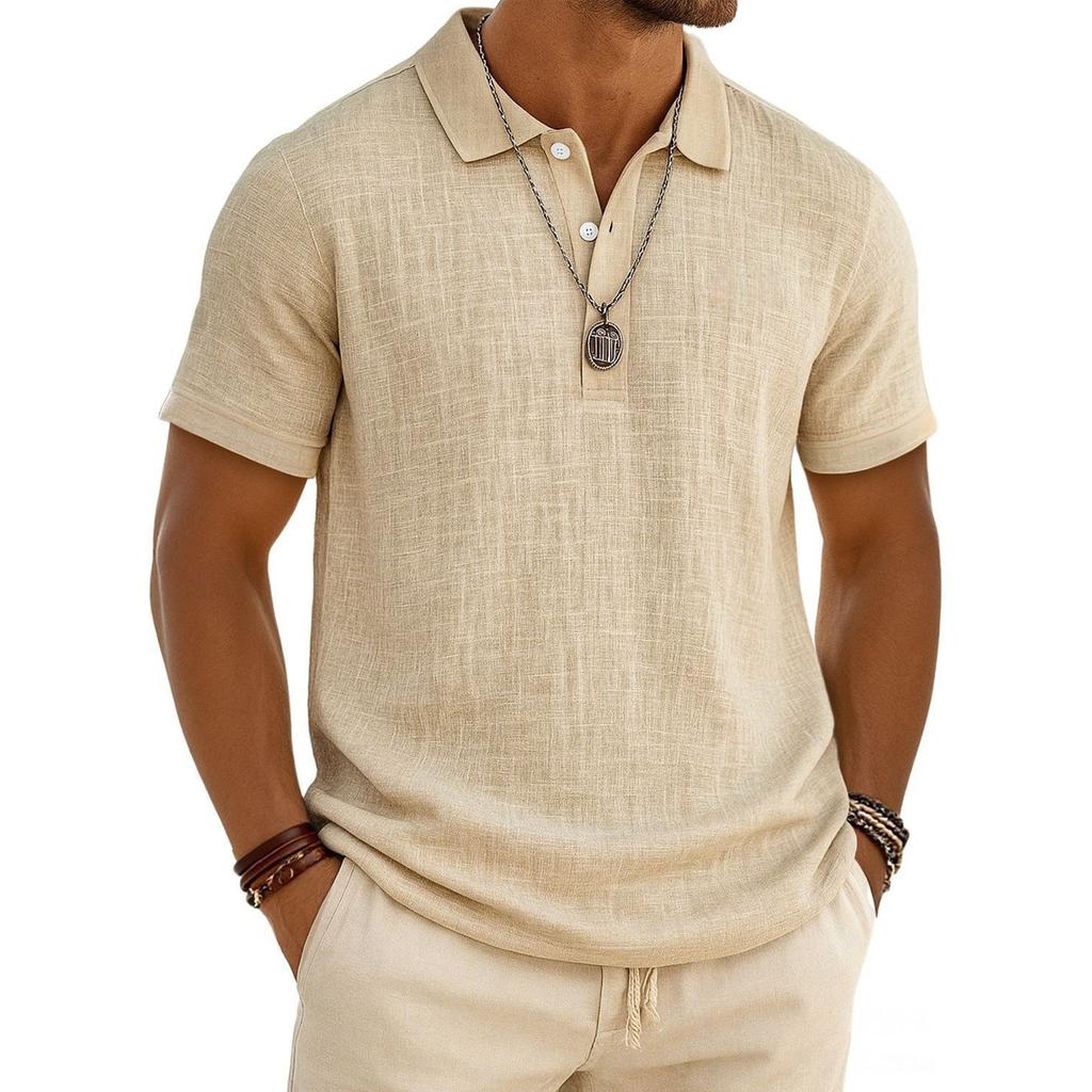 VEZFAA Damenmode, lässig, Sommer, Frühling, einfarbig, kurzärmelig, Polo-Ausschnitt, Blusen und Hemden
