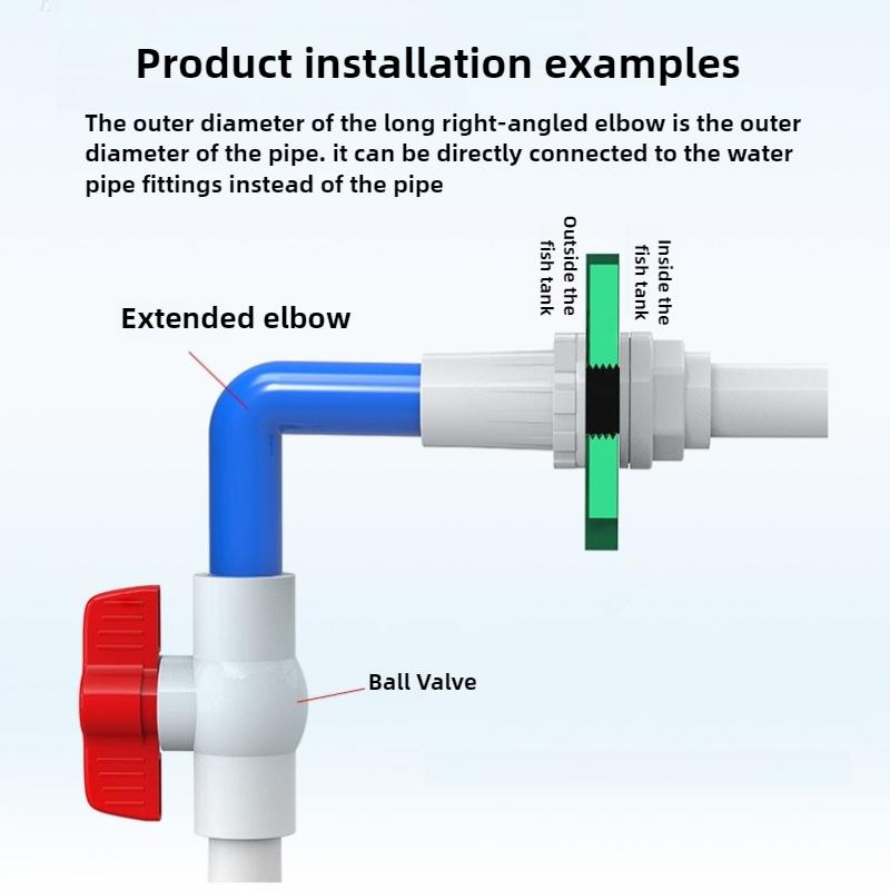 1PCS PVCTube Extended Fish Tank Elbow 90 Degree Elbow Connector Aquarium Garden Irrigation Water Pipe Accessories O.D 20/25/32mm