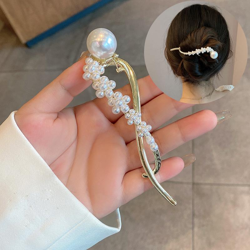 Koreanische Metall Geometrische Perlen Haarspangen Haarnadeln Süßer Pferdeschwanz Clip Spangen Haarklammern Kopfschmuck Damen Haar Accessoire