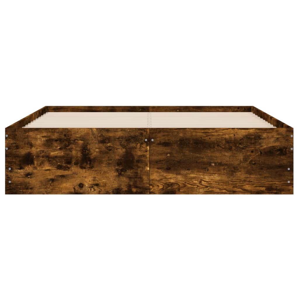 Vidaxl Rama Łóżka Z Szufladami, Przydymiony Dąb, 135X190 Cm