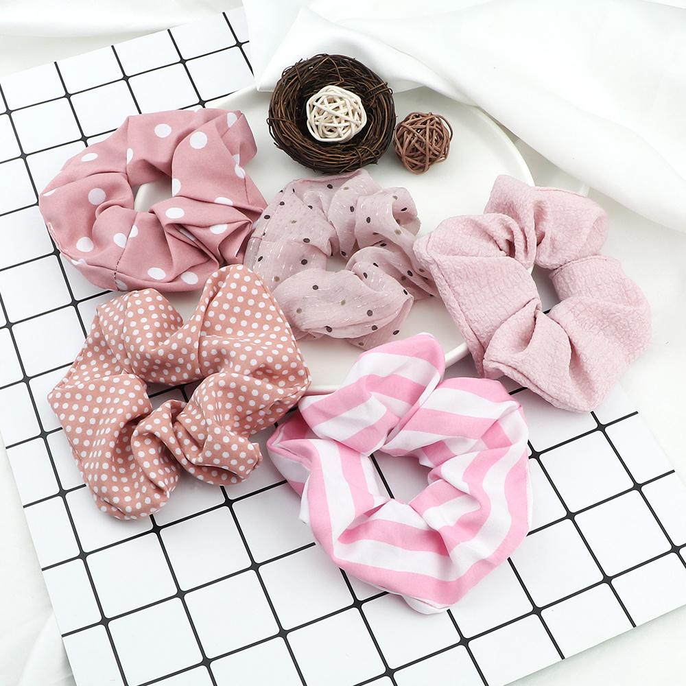 5PCS/Set Korean Fashion Hair Bands Elastic Dots Satin Silk Scrunchie for Women Girls Hair Accessories Hair Ties Holder