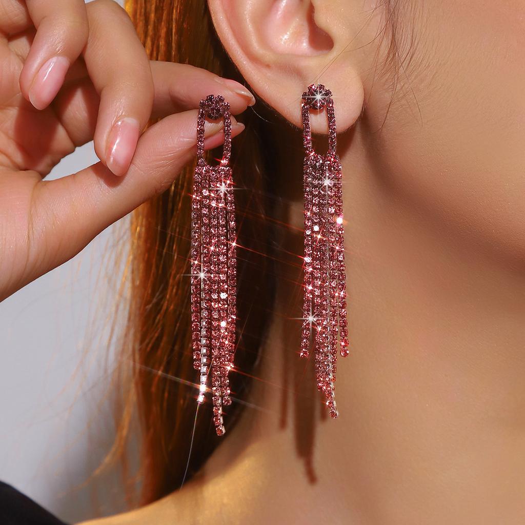 Premium Luxury Diamond Long Fringed Earrings