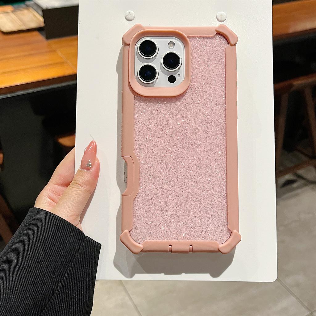 For iPhone 16 Pro Max Case Detachable 2 In 1 Glitter TPU + PC Shockproof Phone Back Cover