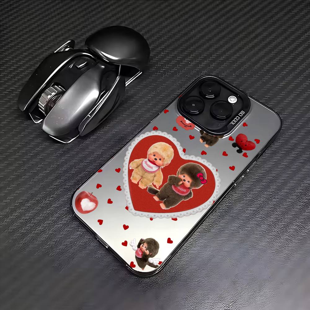 Lovely D-Doll M-Monchhichis   Phone Case For iPhone17,16,15,14,13,12,11 Plus,Pro Max Colored Silver Plated Inside Cover