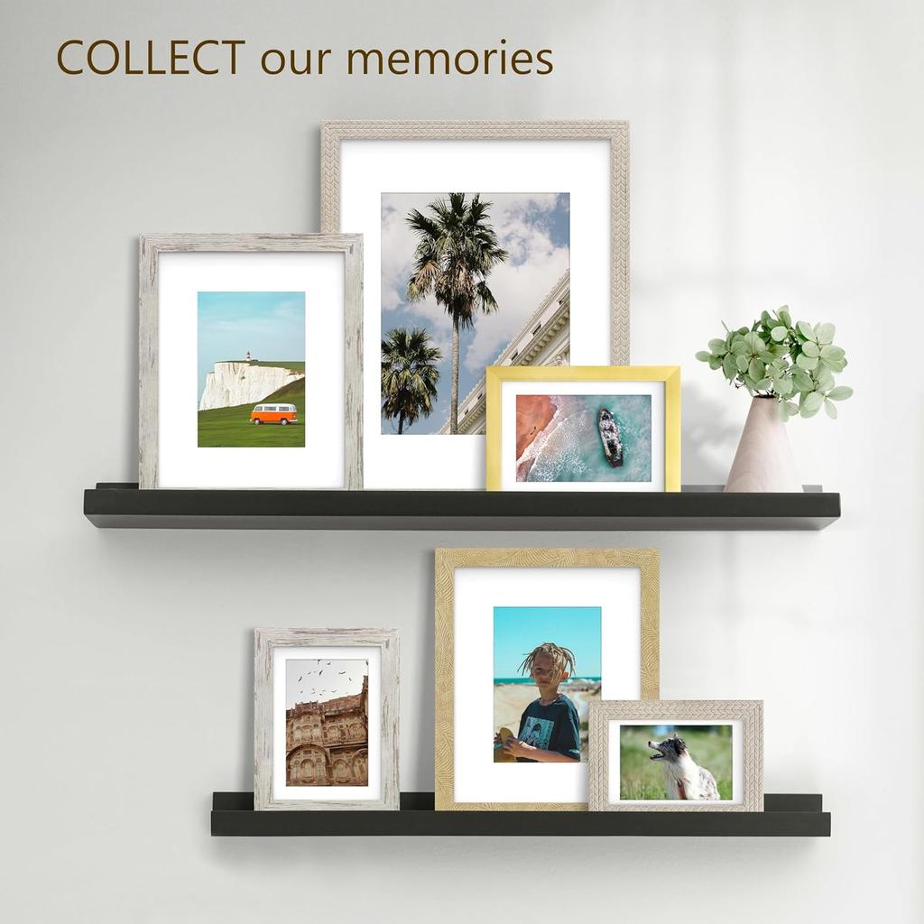 An&He 8x10 Picture Frames, Rustic Vintage Photo Frame with HD Plastic Cover, for Wall Hanging or Tabletop Display, Excellent Decorative Artwork (OW)