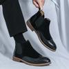 Men’s High Chelsea Boots Dress Formal Retro Brown Ankle Boots Tuxedo Wedding Black Shoes Plus Size