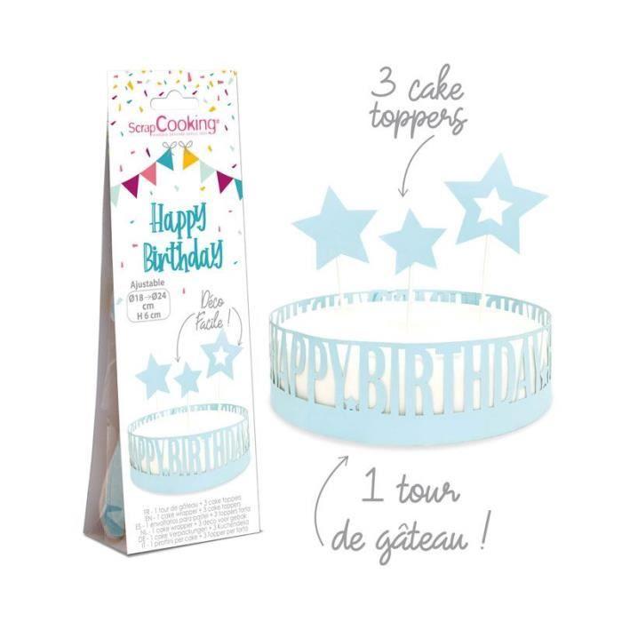 Décoration gâteau - Marque inconnue - Happy Birthday - Papier - Bleu - Pour enfant