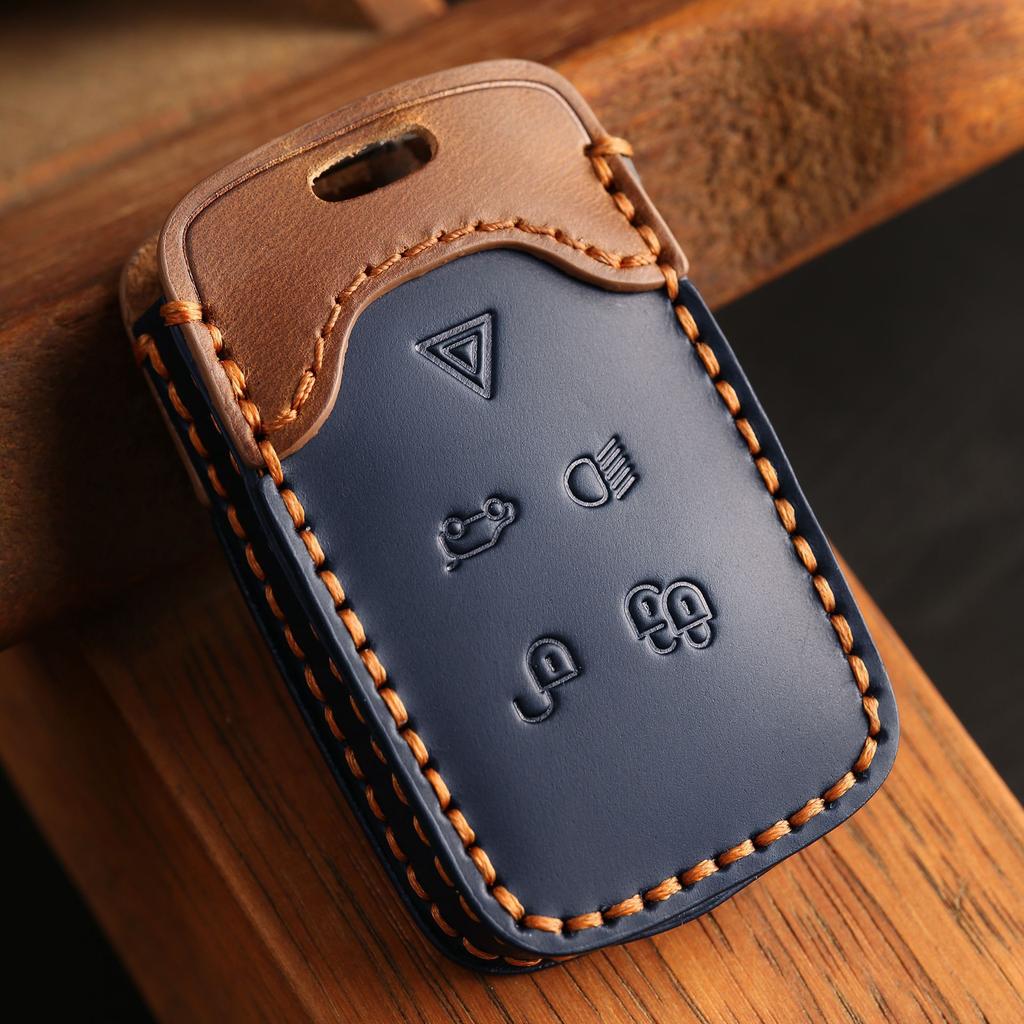 Custom Premium Cowhide Leather Key Case For Land Rover:
