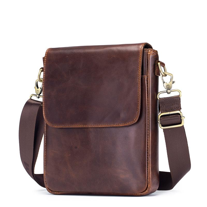 Men's Single-shoulder Bag Made of Cowhide and Men's Crossbody Bag Made of Genuine Leather