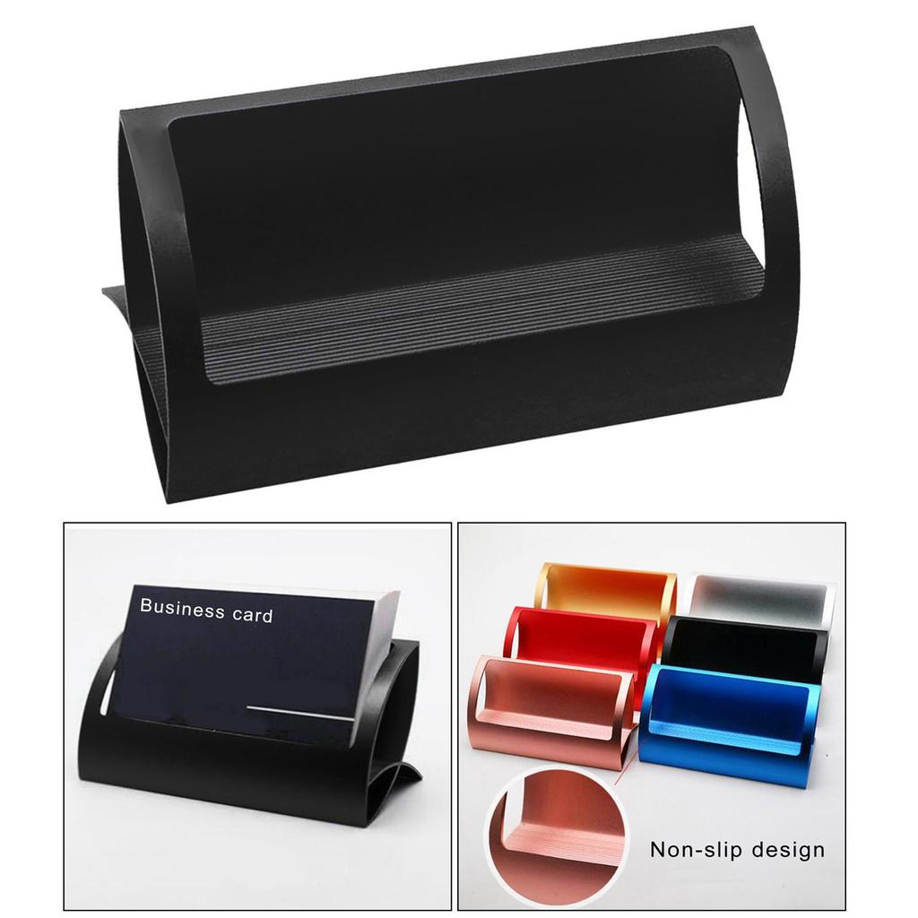Stylish Aluminum Alloy Desktop Q Shape Business Card Holder for Tradeshows