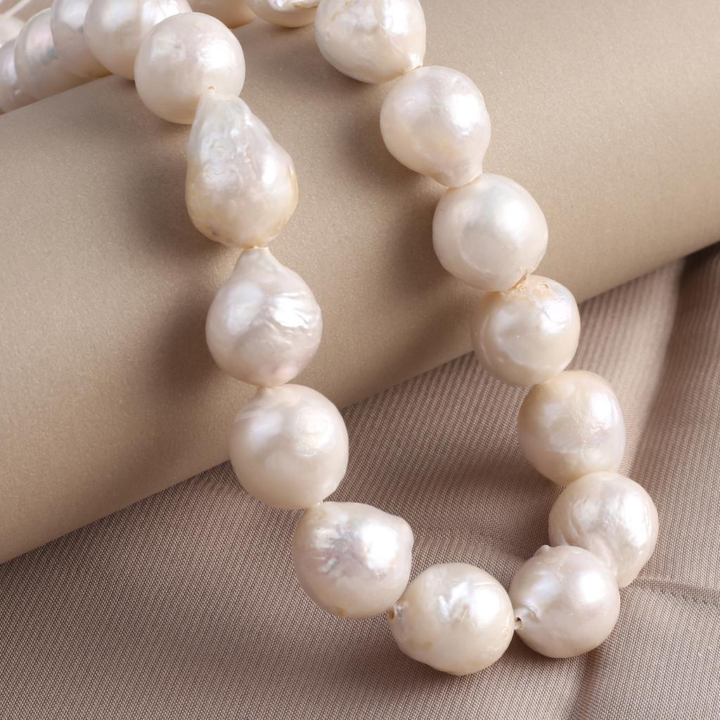 1String, White Natural Freshwater Pearls, Baroque Round Pearl Beads, 11-13mm, for DIY Jewelry Making, Unique Birthday Party Wedding Crafts, 36cm