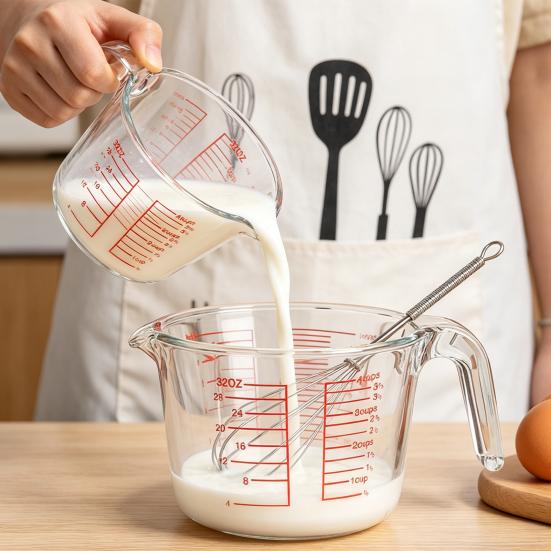 3-teiliges Messbecher-Set, Dickwandige Glas-Rührschüsseln mit Ausgießer, Küchen-Vorbereitungsschüsseln zum Backen und Kochen