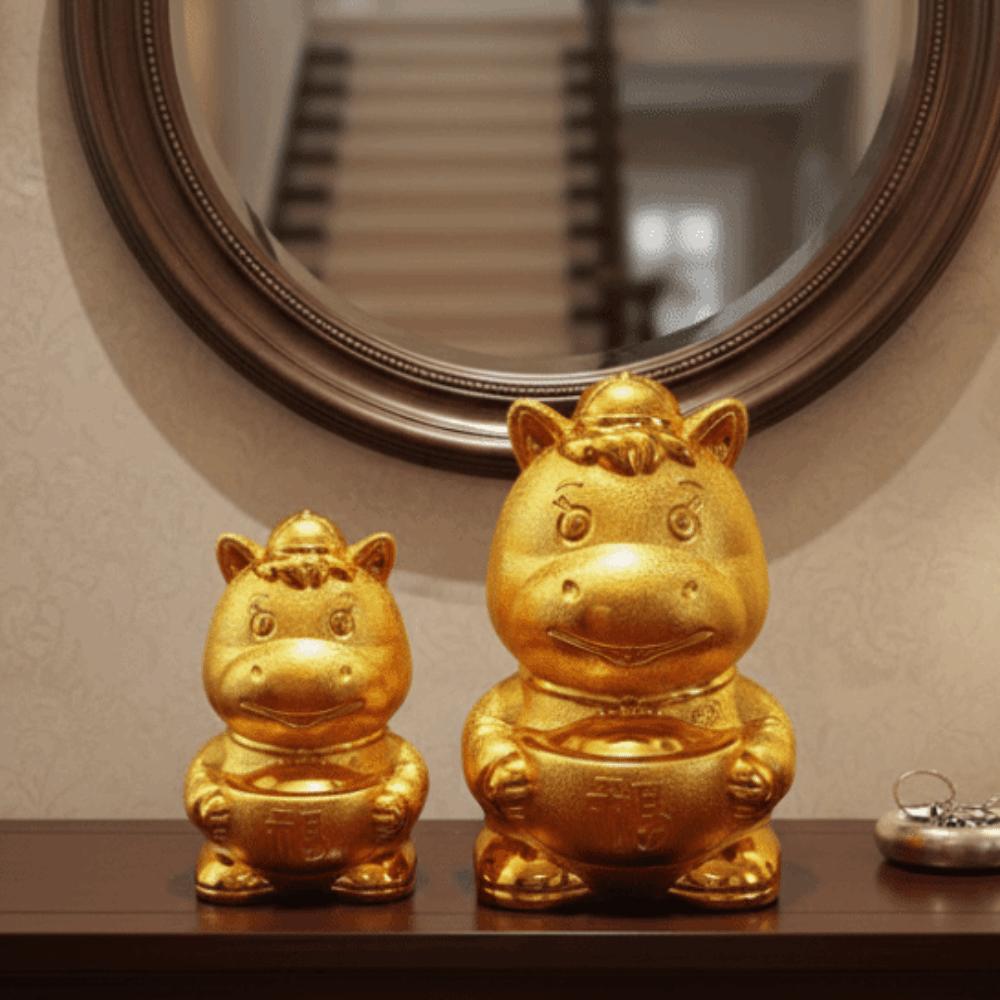 Traditionelle Glücksgeld-Barren Statuen Gold Feng Shui Wohlstandssymbol Tierkreis Pferd Sparschwein Geschenk
