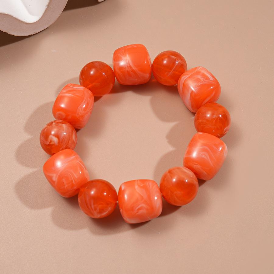 Acrylic Irregular Square Round Beaded Bracelets for Women Multicolor Bohemia Geometric Handmade Bangles Couple Jewelry Travel C