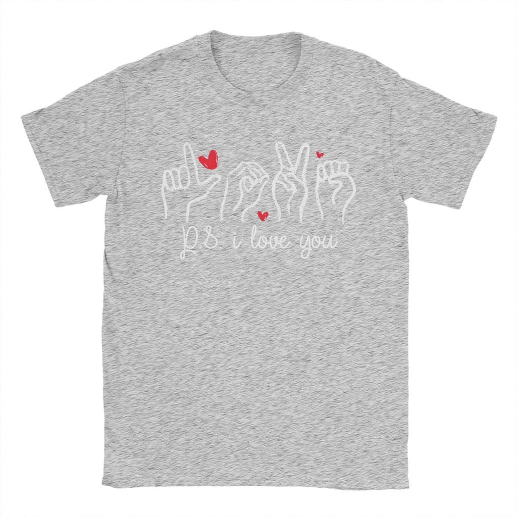PS I Love You Day Valentines Day Purple ASL Love Hand Sign T Shirt Unisex Pure Cotton Crazy TShirt Clothing Plus Size