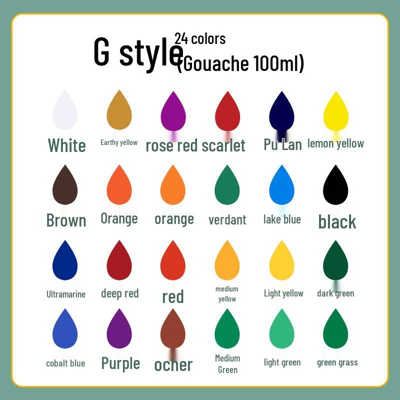 100ml Gouache Paint Set for Kindergarten - Children's Large Capacity Painting Pigments