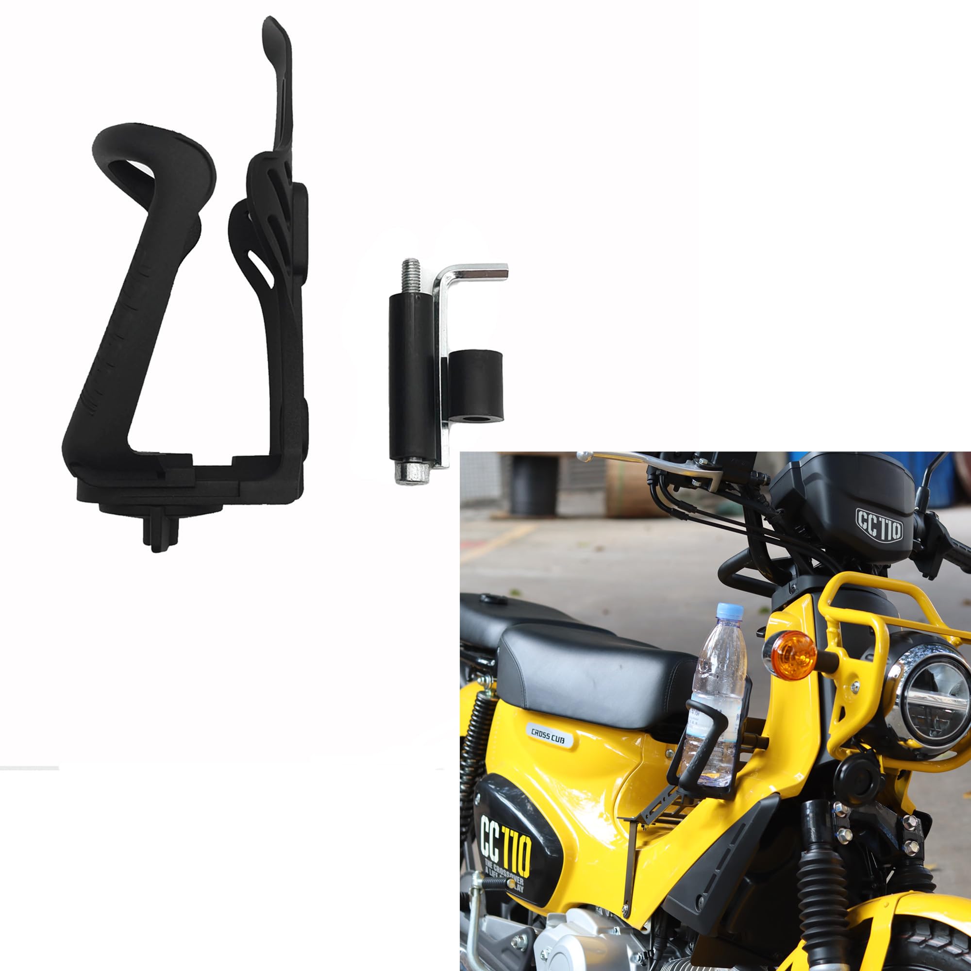 

Yoothi Совместимый Cross Cub 110 CC110 Специальный подстаканник Регулируемый бампер Держатель для бутылок Держатель, чёрный