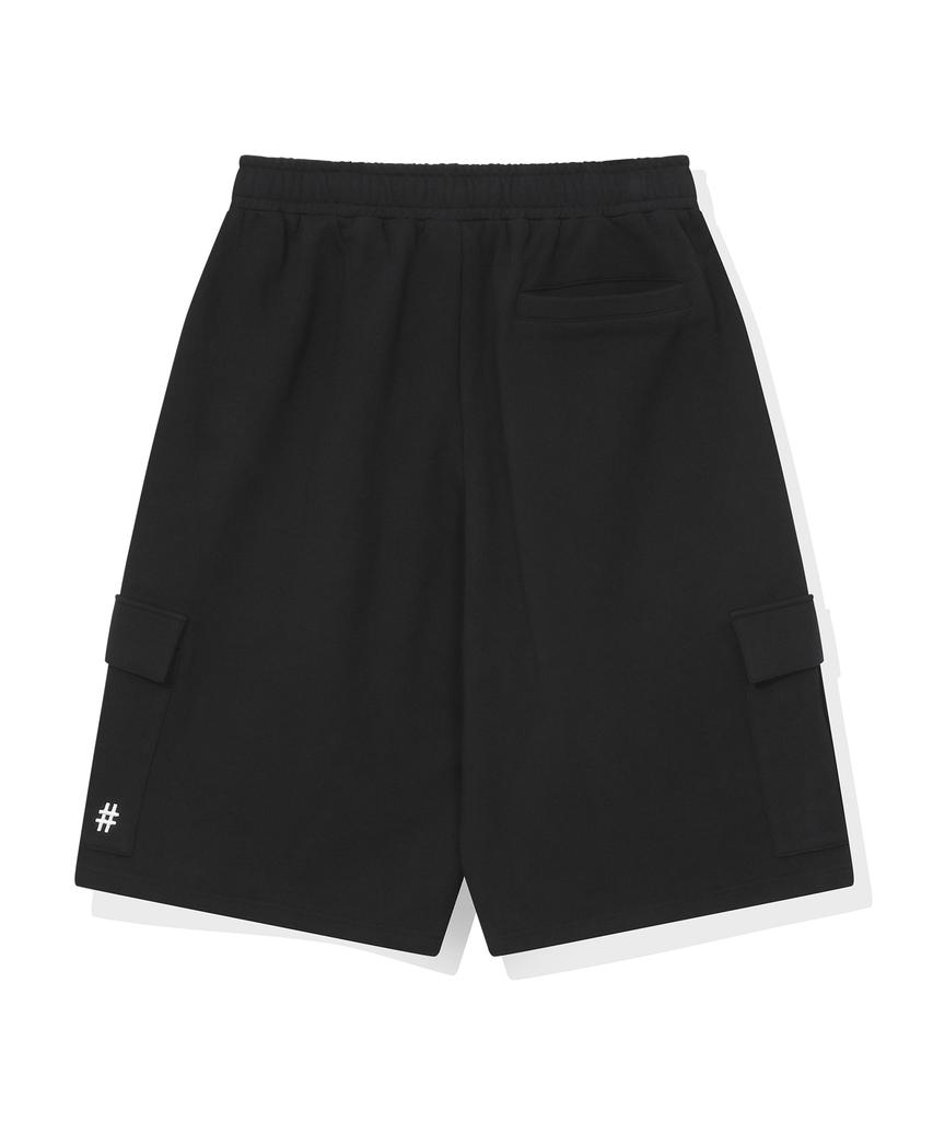 BEENTRILL Standard Hashtag Cargo Bermuda Sweatpants (Black)