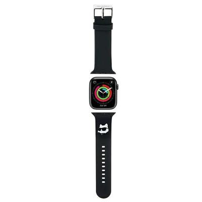 Karl Lagerfeld Pasek Klawmslcnk Apple Watch 38/40/41Mm Czarny/Black Strap 3D Rubber Choupette Heads