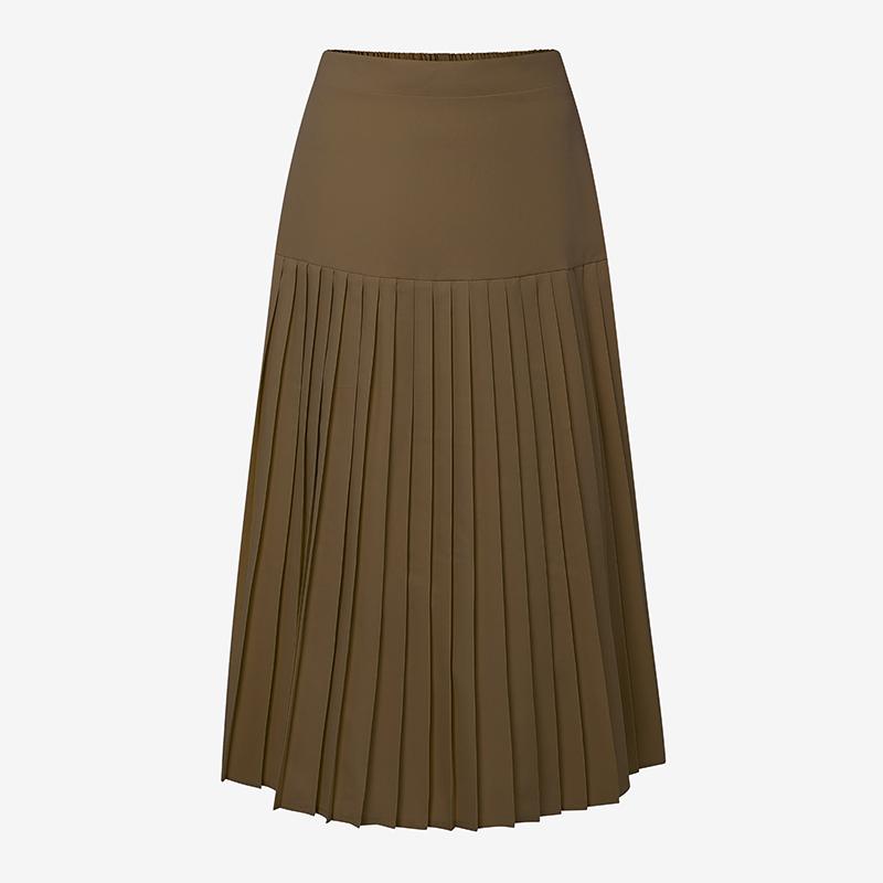 ZANZEA Women Casual Elastic Waist Solid Color Pleated Midi Skirts