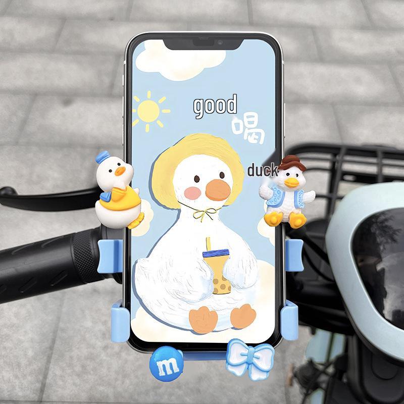 Cute Cartoon Shockproof Phone Holder for Bikes and Electric Vehicles - Ideal for Navigation and Delivery Riders